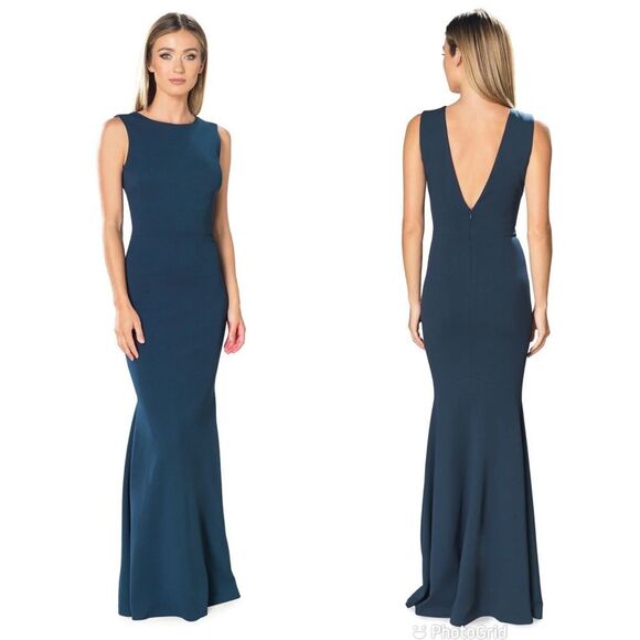 DRESS THE POPULATION Leighton Sleeveless Evening Gown Mermaid Blue Size‎ XXL New - Picture 1 of 11